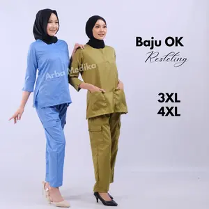 Baju Jaga OK Resleting Depan Big Size 3XL 4XL Slim Fit Lengan 7/8 Dokter Nakes Perawat Jaga Bahan Toyobo seragam klinik kesehatan