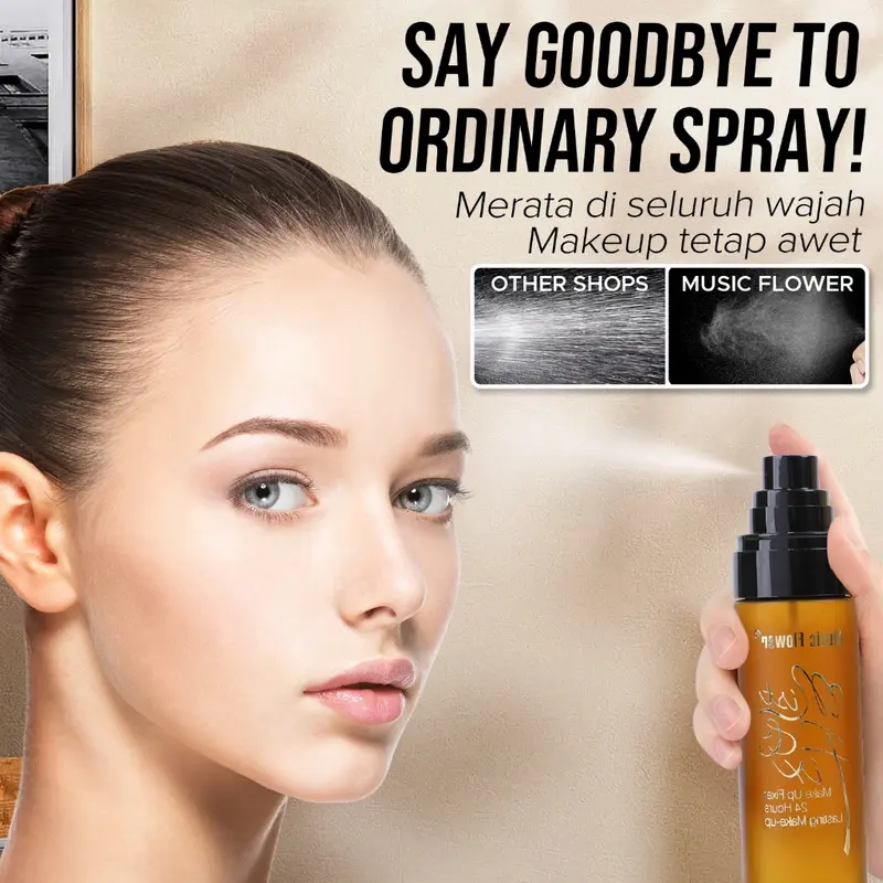 Music Flower Set: Photo Genic Liquid Foundation Powerstay 24H Matte Base + Moisturizing Setting Spray Fix Makeup 8