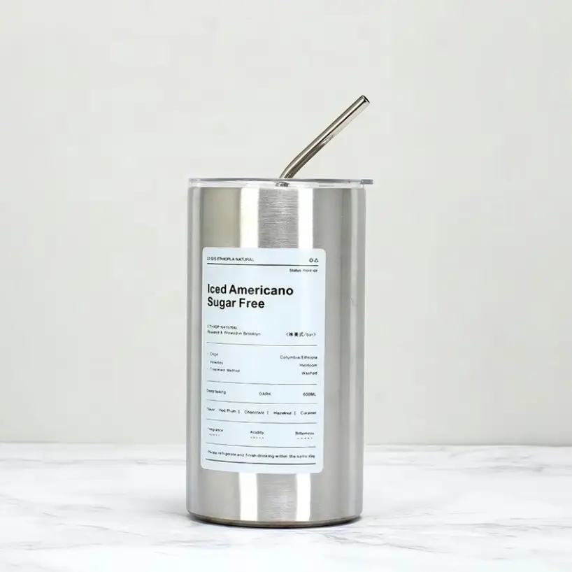 [HCM] Ly giữ nhiệt Iced Americano Sugar Free 600ml Màu bạc