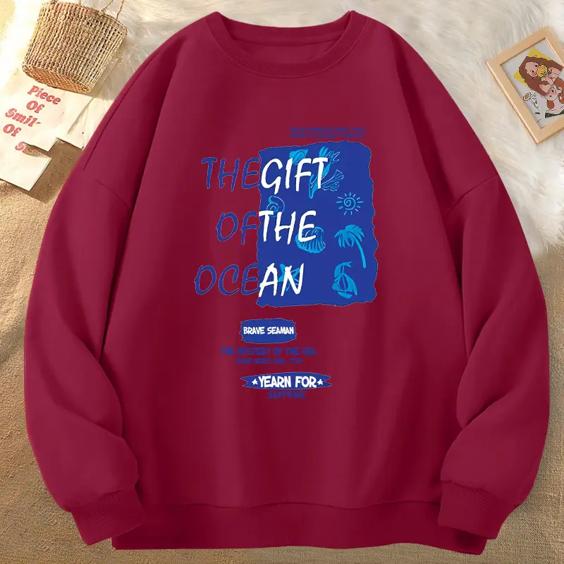 Áo Nỉ Sweater The Gift Of The Ocean Nam Nữ Linh Nhím Unisex Chất Nỉ Lót Bông Form Rộng 4