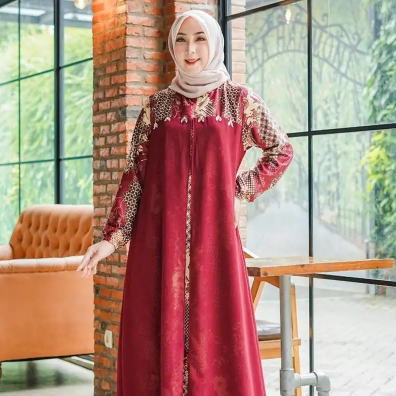 GRASIA GAMIS MAXI MOTIF / GAMIS TRENDY / GAMIS TERBARU cantik ceruti Fit Maroon Muslim Wanita 4