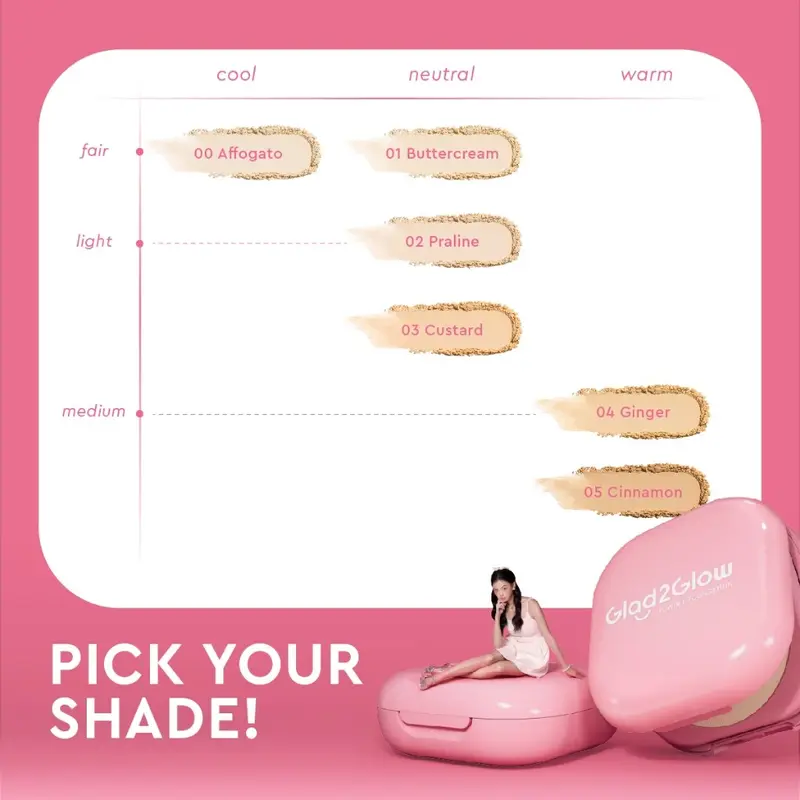 Glad2Glow Perfect Blurring Powder Foundation two way cake Bedak 1