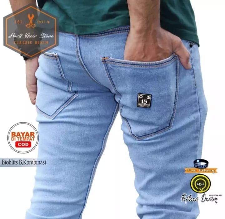 Product Introduction of Celana Jeans Pria Slim Fit Bahan Streach Pensil Bagus Melar Ngaret Karet Adem Skinny cowo Panjang slimfit cowok Street melar 2