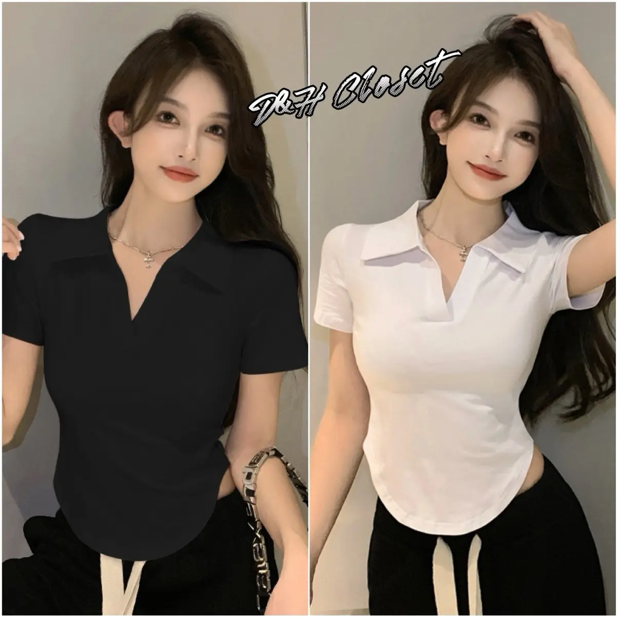 Áo thun polo cổ bẻ vạc bầu Chất Tăm lạnh . Áo tay ngắn Bigsize MS:33( Full-size :40-90kg ) Nữ Women Top