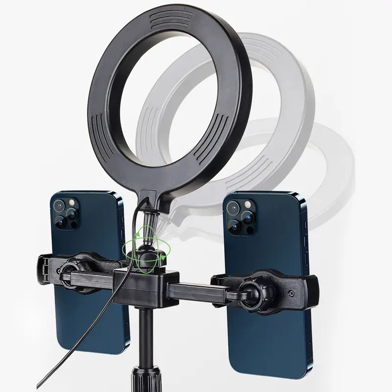 Ring light 16cm+Tripod +2 Holder HP Ring light Tripod Mini Stand HP Live stream Selfie Make Up Vlog Lampu 3
