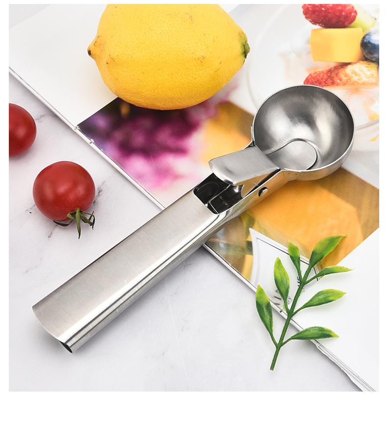 Product Introduction of Stainless Steel Multifunctional Iced Cream Spoons Non-Stick Fruit Ice Ball Maker Watermelon Ice Cream Spoon Tool Sugar Spoons 10