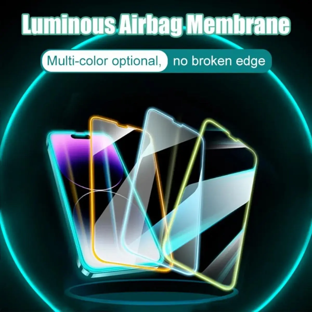 For iPhone 11 12 13 14 15 Pro Max Plus XR XS aesthetic screen luminous tempered glass full coverage fluorescent glass film