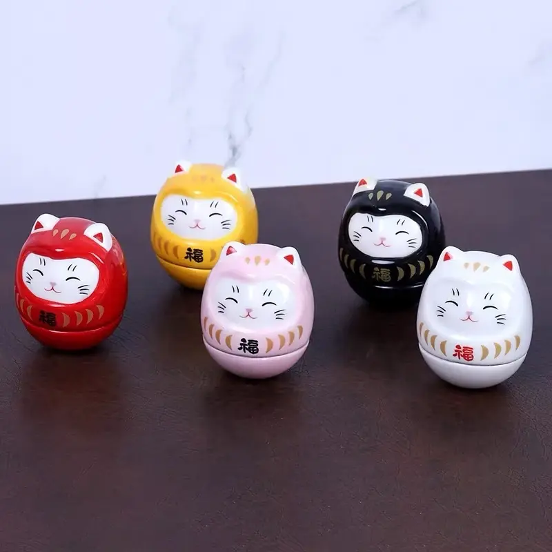 1PC New Ceramic Daruma Statue Daruma Tumbler Crafts Lucky Cat Fortune Ornament Landscape Home Decor Accessories Gifts