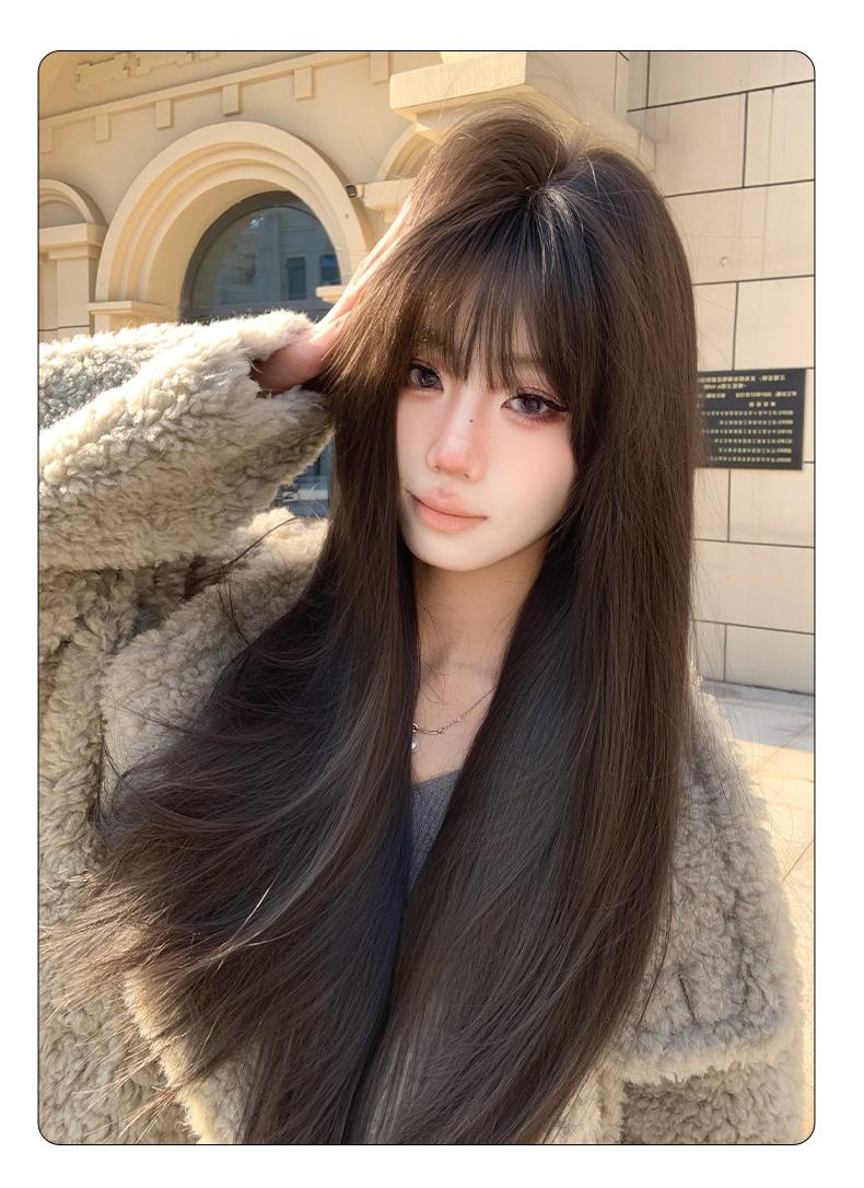 Product Introduction of [Chuan Shang Fu Jiang] Wig for Women Daily Natural Bangs Long Straight Hair Sweet Cute Age-Reducing Wig Cap 8