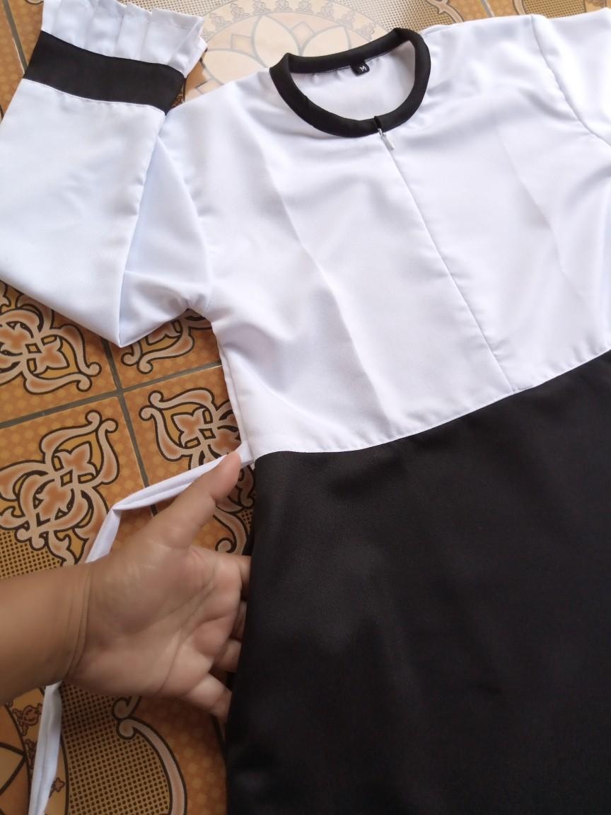 gamis hitam putih anak perempuan paud TK Madrasah usia 3-11 tahun Polos Putih Hitam Katun Muslim Seragam Panjang Baju Dress