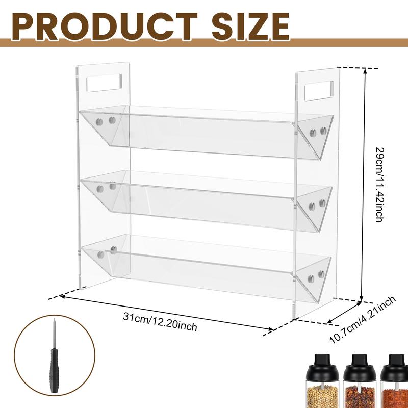 Product Introduction of 3 Tiers Spice Rack Organizer with Handles Acrylic Spice Rack Clear Spice Organizer Detachable Seasoning Rack Cabinet Seasoning Organizer for Countertop Cupboard Pantry 18198 22