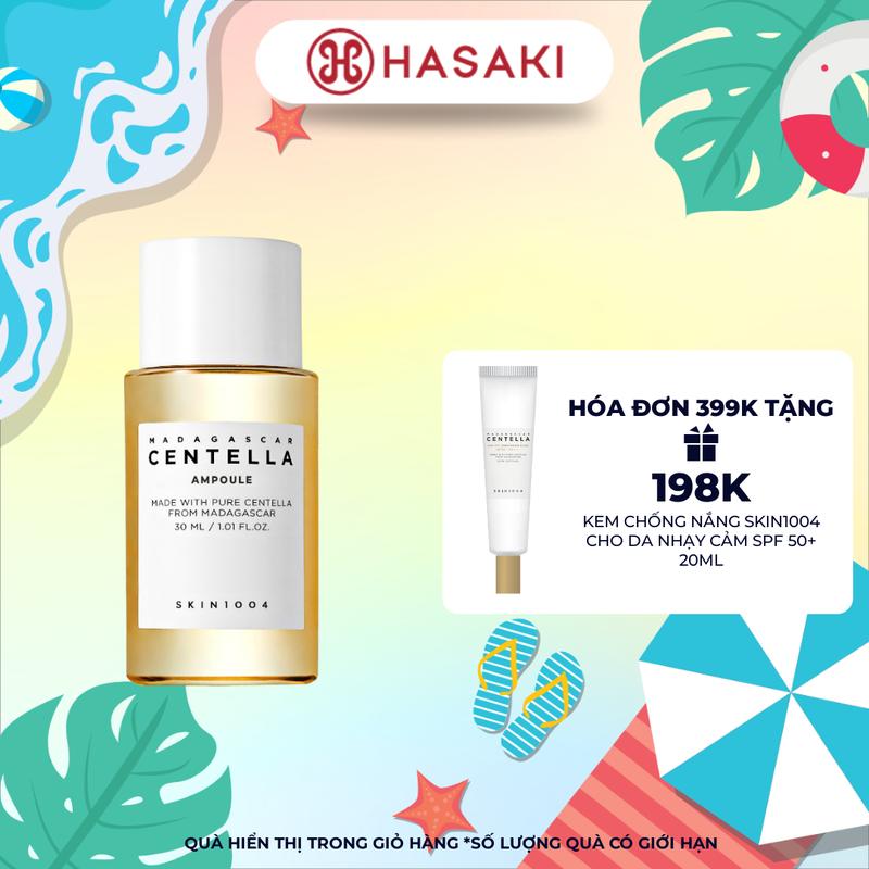 [HÓA ĐƠN 399K TẶNG KEM CHỐNG NẮNG 20ML] Serum Skin1004 Rau Má 30ml Madagascar Centella Ampoule | HASAKI BEAUTY