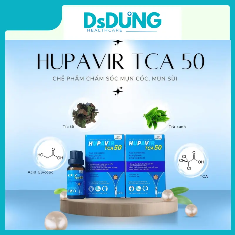 [Che tên] Hupavir TCA 50-Monapharm-bổ sung acid tricloacetic, acid glycolic,chiết xuất tía tô,trà xanh-Hỗ trợ đào thải HPV, làm rụng, giảm sùi mào gà, mụn cóc cả nam và nữ-lọ 10ml 3