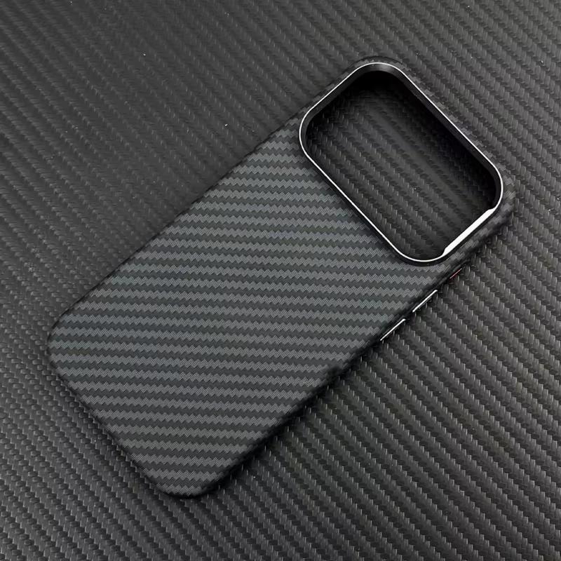 Ốp lưng nam châm vân carbon fiber cho iPhone 17 Pro Max/17 Pro/17 Air, siêu mỏng, hợp kim, bảo vệ ống kính, hỗ trợ sạc không dây (Magsafe), vỏ cứng bằng PC
