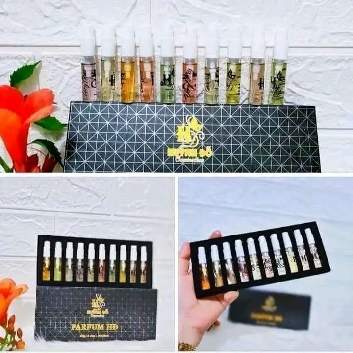 ( tặng kèm quà..kẹp tóc hoặc bao lì xì nhé ) sét nước hoa mini 10 ống có ngay mười mùi ..huỳnh đỗ chính hãng