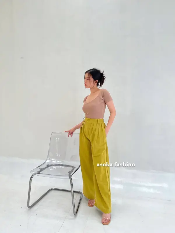 ASOKA Stormi Pants 2124 - Celana Kulot Linen - Celana Wanita Highwaist 1