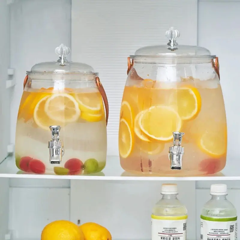 Plastic Beverage Dispenser with Spigot & Handle, Leakproof Iced Juice & Lemonade Drink Dispenser, Drink Serving Container Drinkware Fruit Jugs Coffee