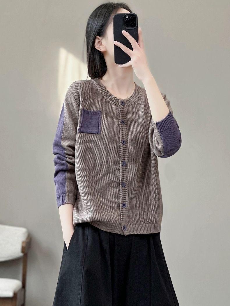 Product Introduction of Áo Len Dệt Kim Cho Nữ, Phong Cách Cổ Điển Chính Hãng, Màu Sắc Tương Phản, Ghép Nối, Cổ Thuyền Áo Cardigan Dệt Kim, Thanh Lịch Văn Học, Dễ Phối Đồ Và Mỏng, Áo Khoác, Thích Hợp Cho Phụ Nữ Cao Cấp Women Top Lưng Cao Cổ Tròn 6