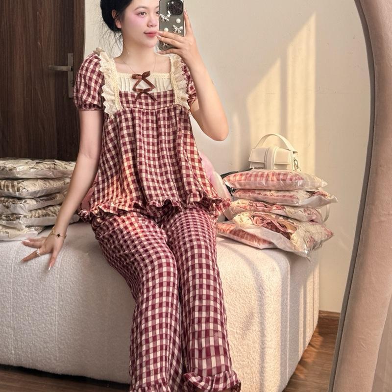 Bộ Đồ Ngủ Nữ Pijama Chất Đũi Nhung Tiểu Thư HANI Thiết Kế Babydoll Đáng Yêu Chất Mềm Mịn Mát HK06 5