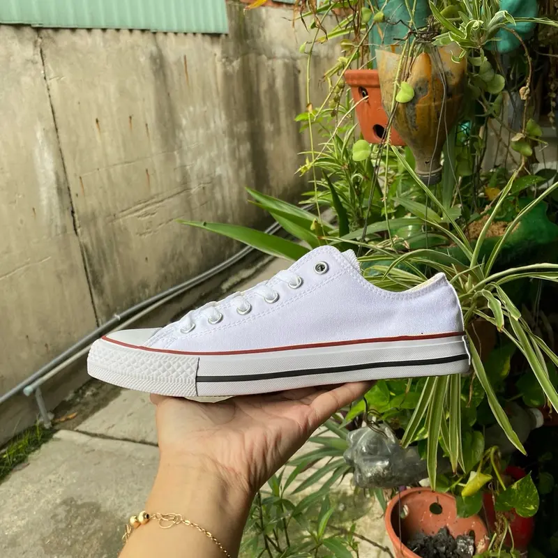 Giày Thể Thao Trắng Nam Nữ, Size 36 -43, Hàng Giống Hình 100% Đế Bằng Sneaker Shoes Cao Su Vải Canvas 0