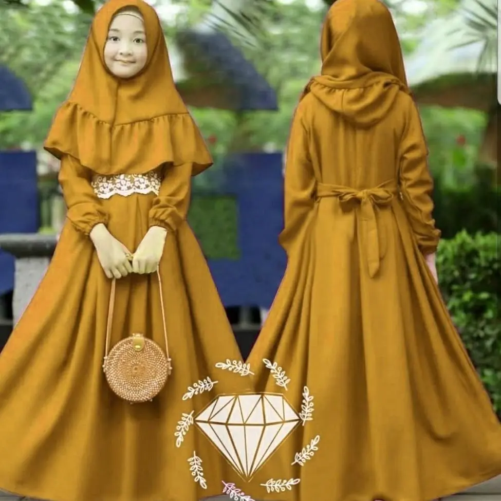 GAMIS ANAK PEREMPUAN DENISA KIDS SET KERUDUNG