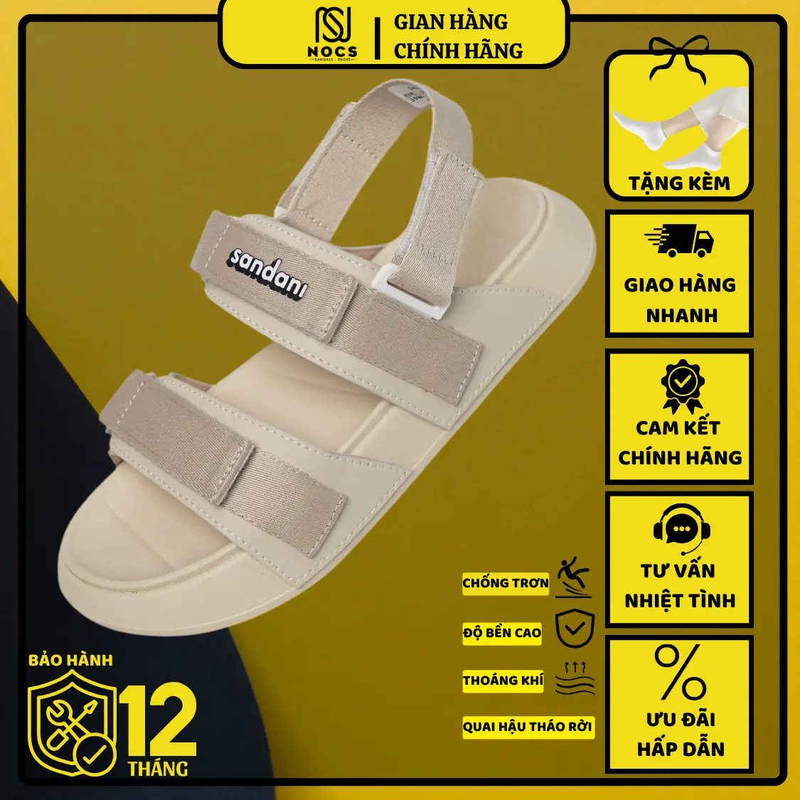 Sandal Nữ S5 Màu Be Kem 2 Quai Ngang Đế Phylon Siêu Êm Siêu Bền - Shoes DéP