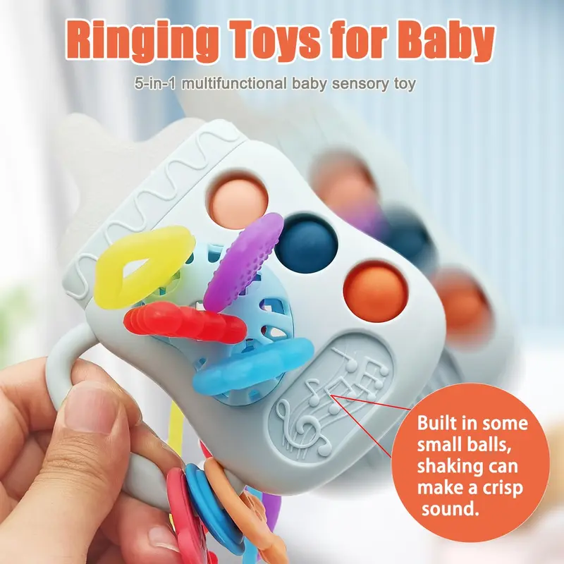Silicone Pull String Toy, 1 Box Baby Teething Toy, Travel Toys for Toddlers, Educational Sensory Toy for Baby Boys and Girls 2