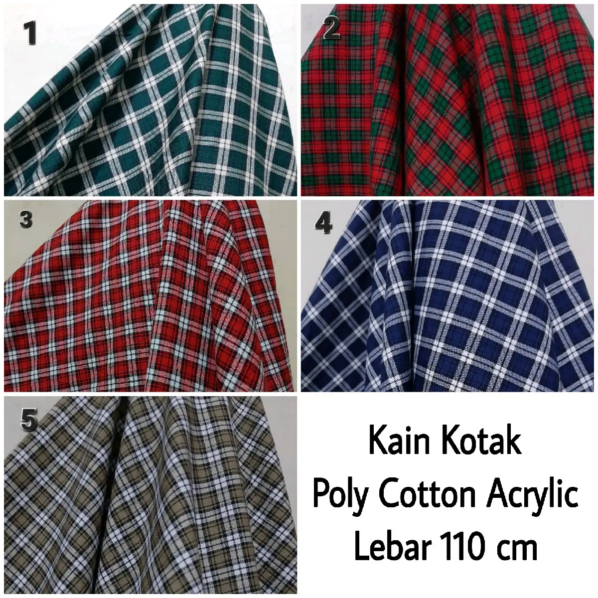 Kain Kotak Yarndyed ( Poly Cotton Acrylic ) lebar 110 cm harga per 50 cm = 23.000