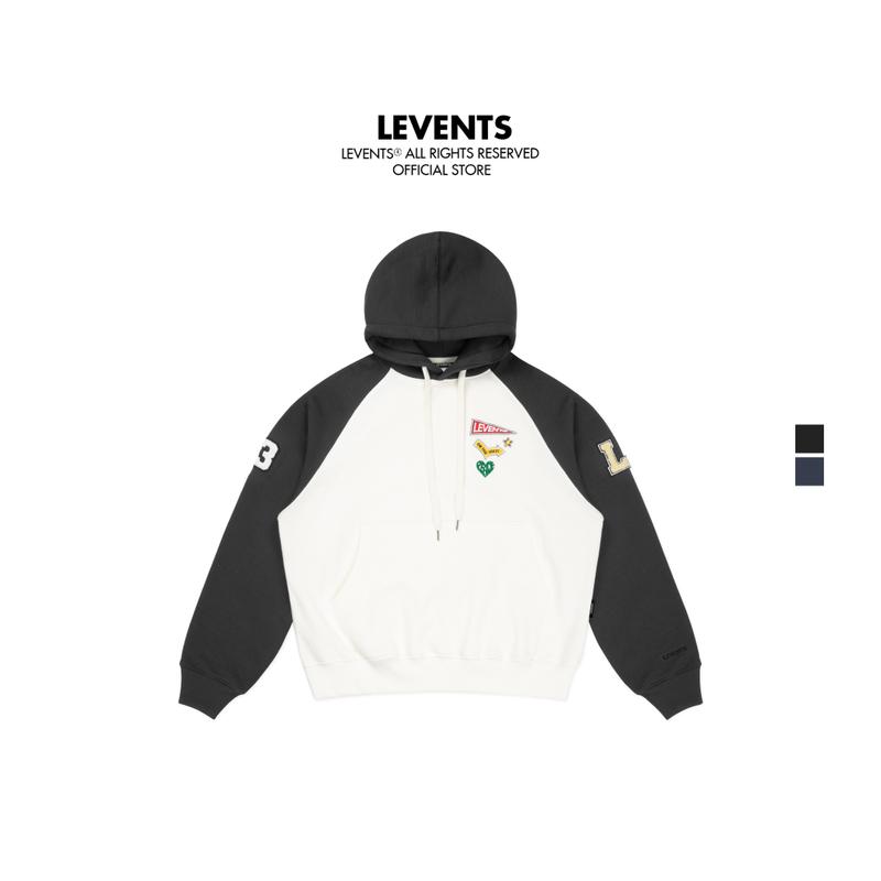  Áo Hoodie Boxy 2.0 Levents Sticker Raglan Chất Nỉ Bông Unisex 