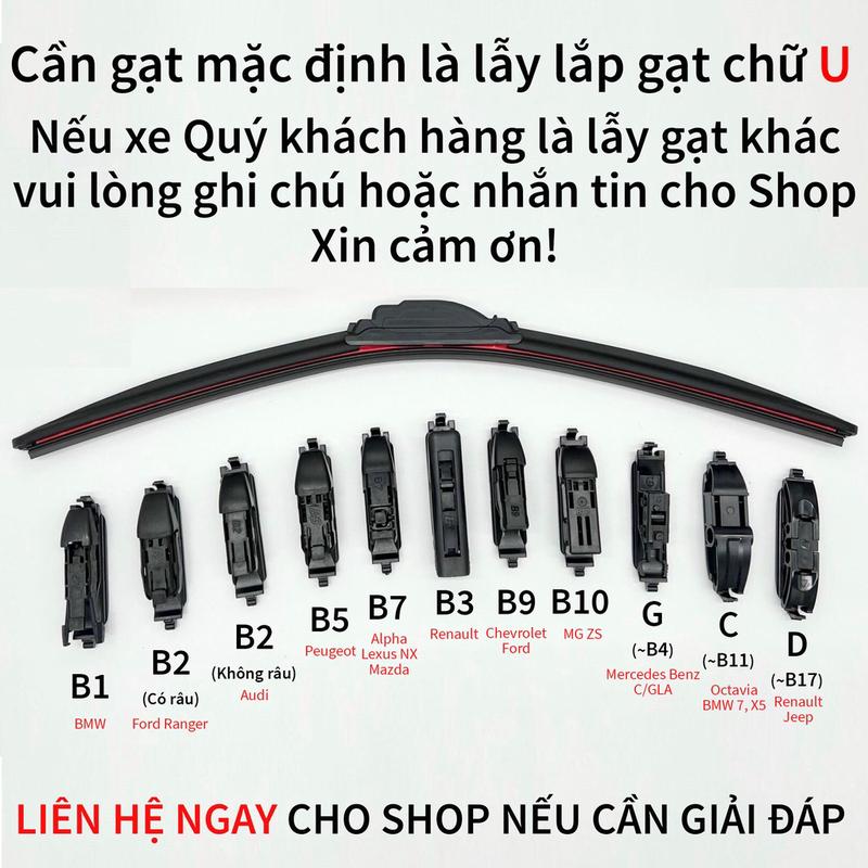 Gạt mưa khung mềm xe Daewoo Gentra, Lacetti, Matiz, Nubira,Leganza thanh chổi cần gạt mưa silicon mềm không xương 1