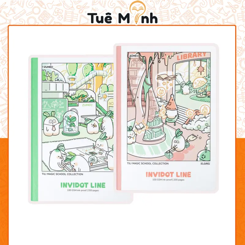 Vở Kẻ Ngang Tili Klong MS 208 Vở B5 May Dán Gáy 200 Trang 100gsm Ruột InviDot Line Cho Học Sinh 0