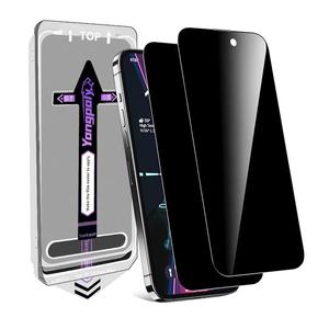 iPhone16/15/14/13/12/11 Pro Max対応 プライバシー/HDガラス保護フィルム 自動防塵 気泡防止 簡単貼り付け 耐久スクリーン保護