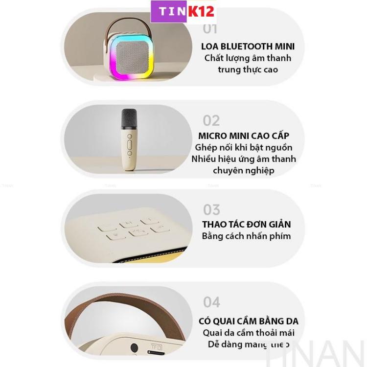 Product Introduction of (KÈM SẴN 2 MÍC ) Bộ Loa Bluetooth Karaoke Mini K12 Kèm 2 Mic Không Dây Công Suất 10W Thiết Kế Đèn Lồng Thời Trang Tiện Lợi mang Theo 27