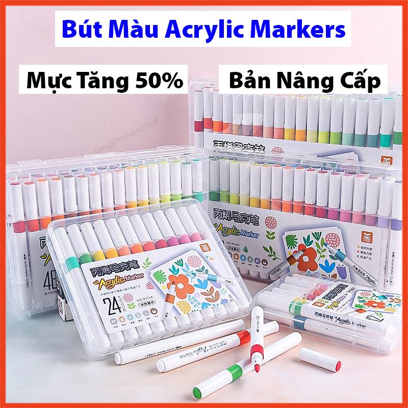 Bút Màu Acrylic Marker 12 24 36 48 60 Có Thể Vẽ Chồng Màu Màu Sắc Tươi Sáng ,Vẽ Trên Mọi Chất Liệu- Bút Lông Màu