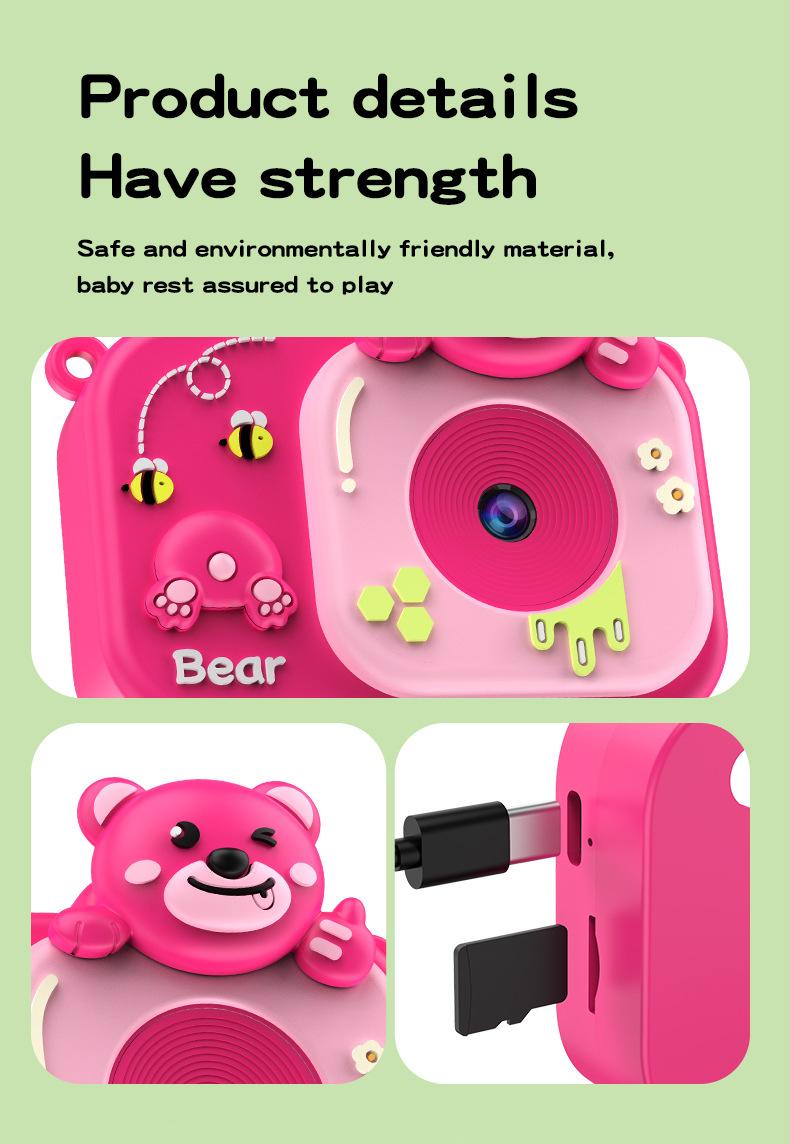 Product Introduction of New children's camera with front and rear dual camera cartoon camera toy, high pixel camera, anti fall gift 13