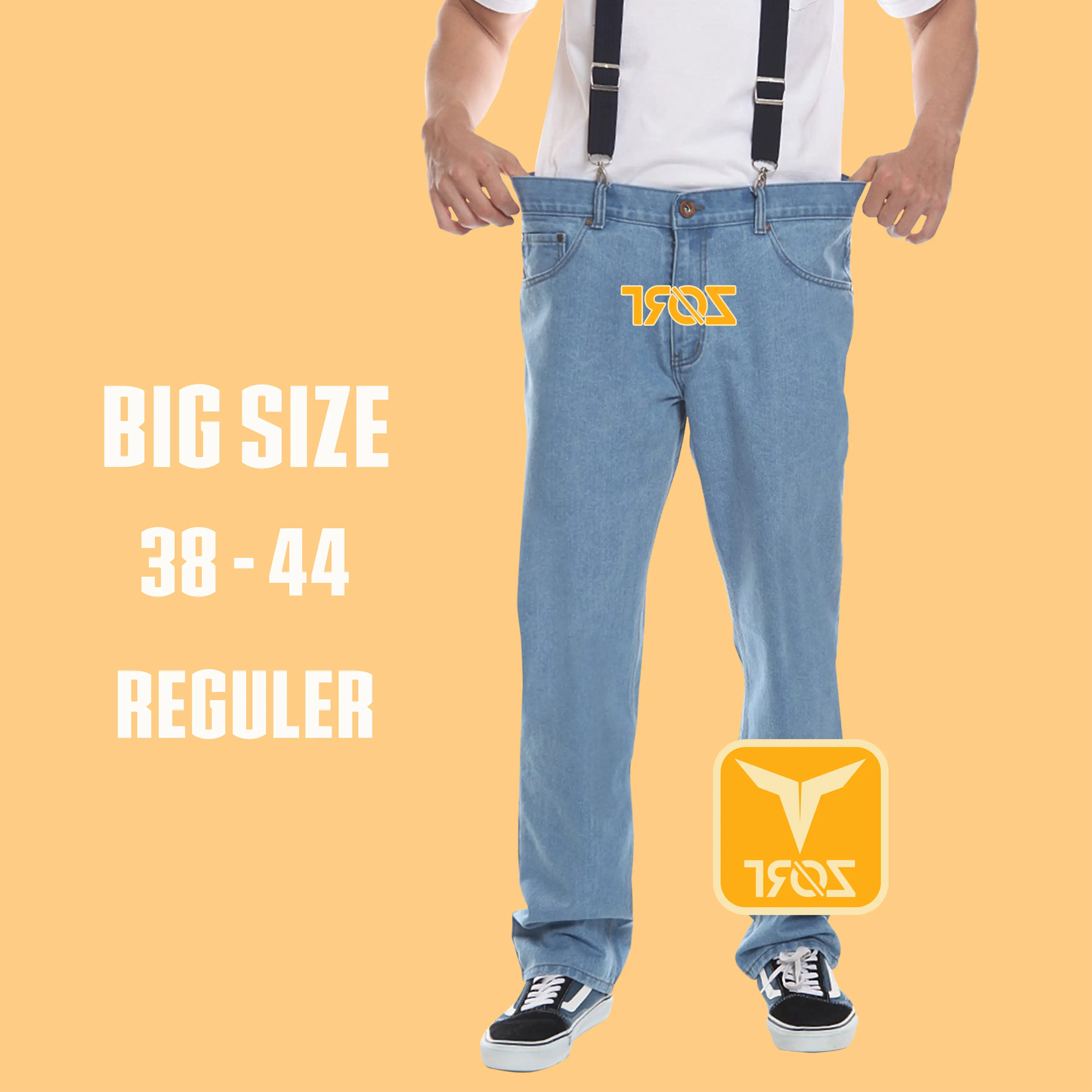 BIG SIZE Celana Jeans Pria Jumbo Panjang Model Standar Reguler Dewasa Laki Laki 38 Sampai 44