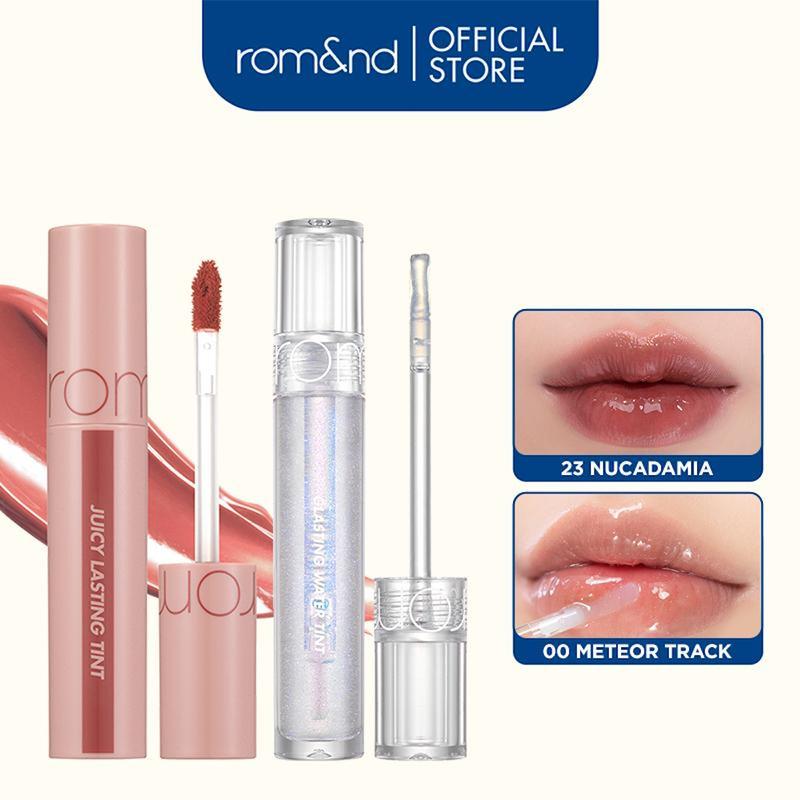 [Rom&nd] Combo Son Tint Romand Juicy Lasting Tint + Son Bóng Romand Glasting Water Gloss Cosmetic Son Môi Trang Điểm