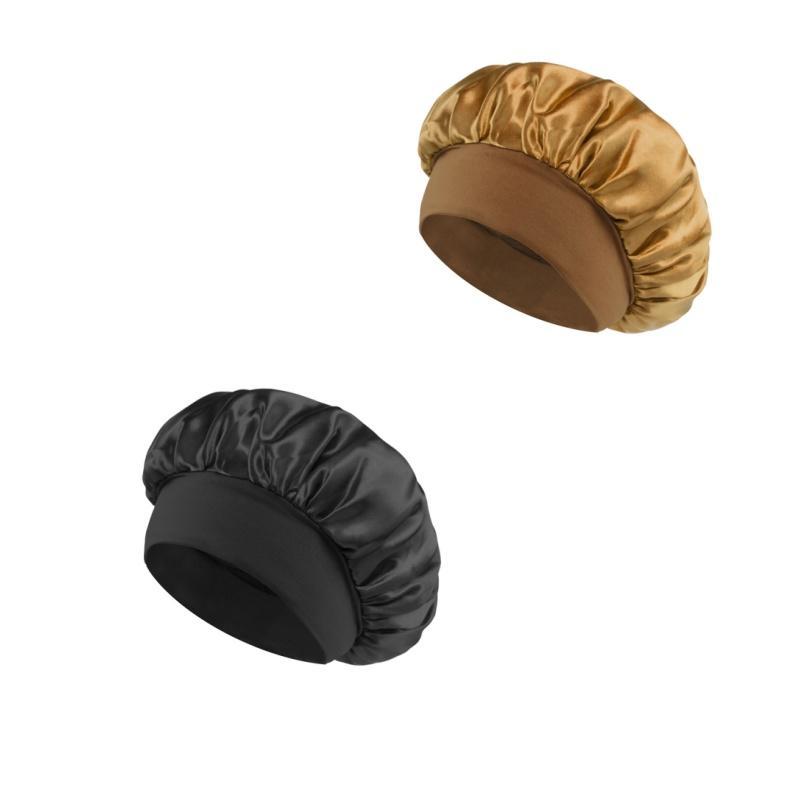Satin Bonnet for Sleeping, 2 Counts Breathable Elastic Hair Bonnet for Women, Multifunctional Solid Color Hair Cap for Face Washing, Makeup, and Spa, Cool Bedroom, Girl Bedroom Accessories, Christmas Gifts, Christmas Decorations 1
