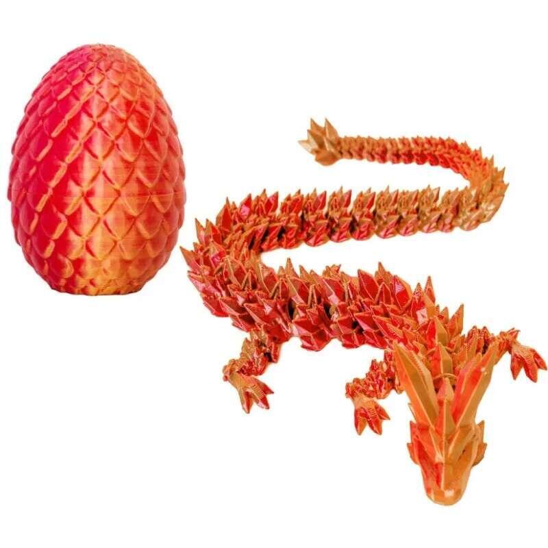 Product Introduction of 1/2PCS 3D Printed Egg with Full Dragon Modle Movable Rotatable Articulated Desktop Ornament Kid Toy 8