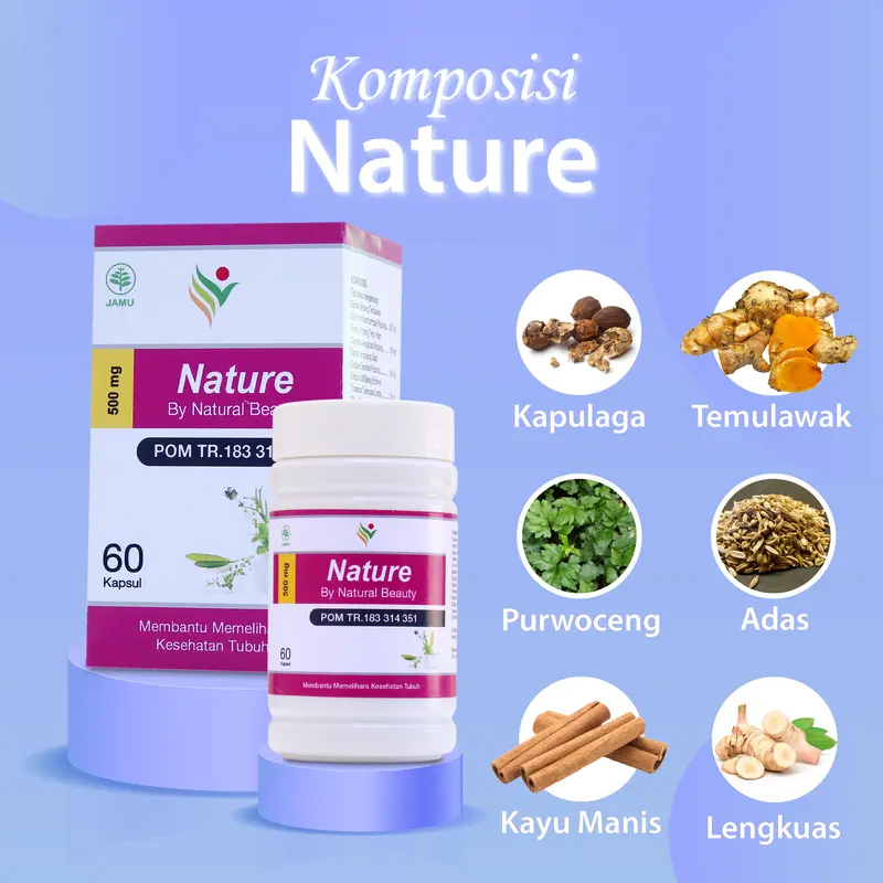 VITAMIN NATURE ( Paket 3 Botol ) Isi 60 Kapsul Suplement Kesehatan By Natural Beauty Original BPOM Busui 4