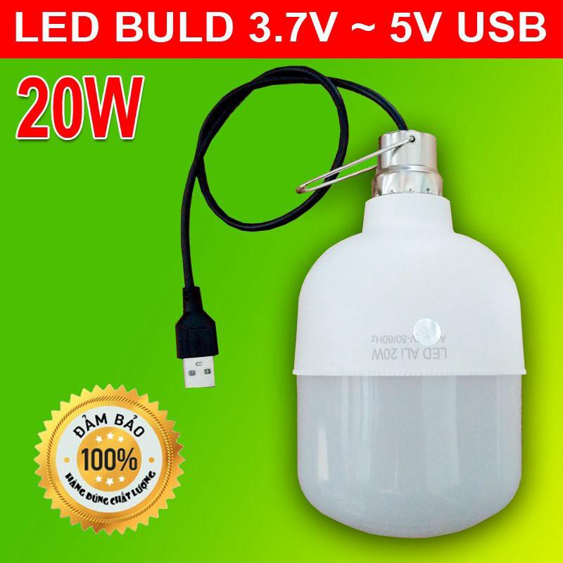 Bóng đèn LED USB 5V-20W sáng trắng và sáng vàng BH 12 Tháng