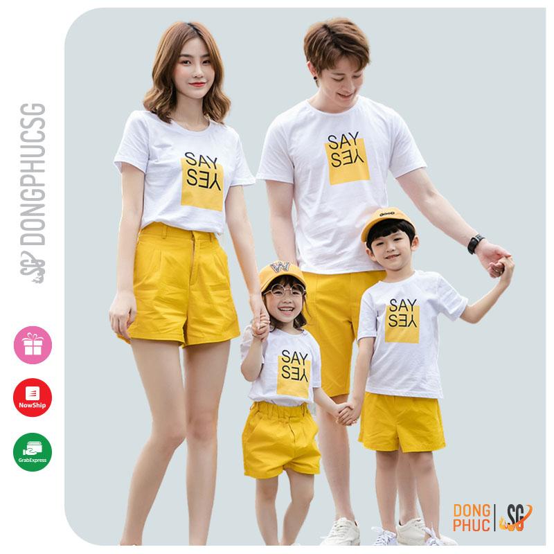 Áo gia đình 3/4/5 người đồ đôi mẹ và bé thun cotton dày dặn mẫu đồng phục gia đình SAY YES | DONGPHUCSG