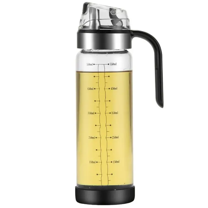 Botol Minyak 550ml – Desain Modern, Penutup Mekanik Otomatis, Botol Kaca Borosilikat Tahan Panas 8