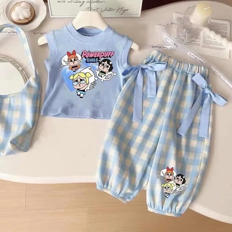 BB055  ชุดเชตเสื้อppg+กางเกงแต่งโบว์น่ารักสีหวานสำหรับลูกสาว