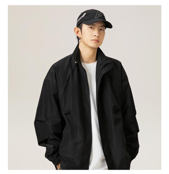 Product Introduction of Japanese Waterproof Pleated Design Men's Jacket - Autumn Casual Loose Fit Unisex Streetwear Workwear Windbreaker Coat (Trendy & Versatile) 8