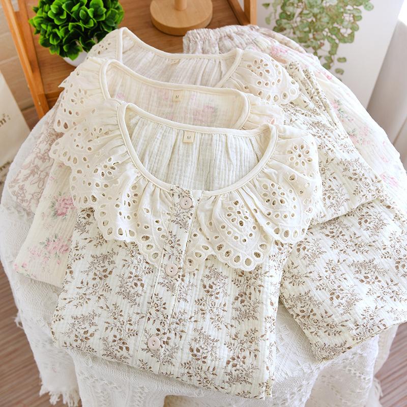 Bộ Đồ Mặc Nhà Dài Tay Cao Cấp Chất Liệu Xô Muslin Mát 0