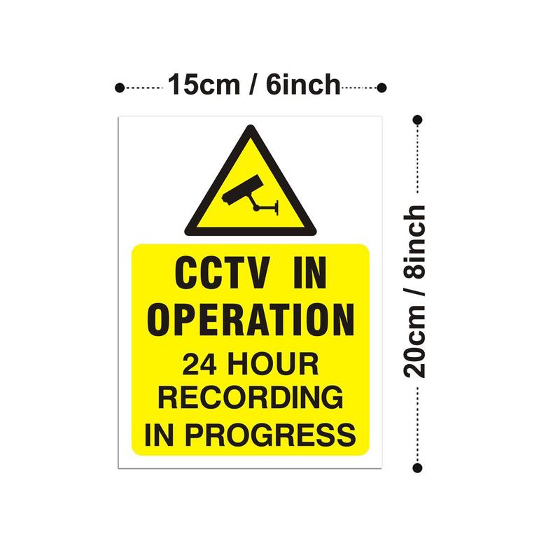 CCTV in Operation Warning Sticker, 2pcs in Progress Waterproof Label Sticker, Self Adhesive Sticker for Decoration 2