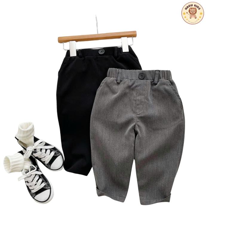 (FOM RỘNG) Quần dài cho bé, quần đi học bé trai quần âu vải đẹp fom đứng cạp chun - HADU KIDS 8-28kg