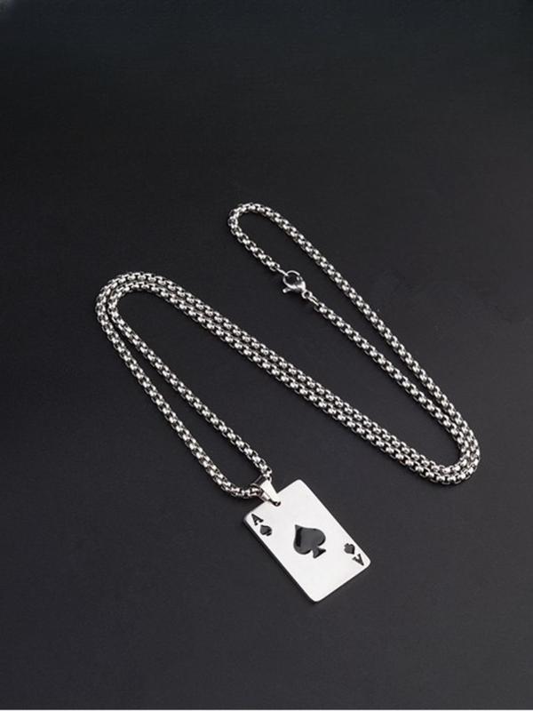 Unisex Street Style Poker Design Pendant Necklace, Trendy Novelty Charm Necklace, Chic All-match Vintage Jewelry As Gift for Women & Men, Valentine's Day, Gift 7
