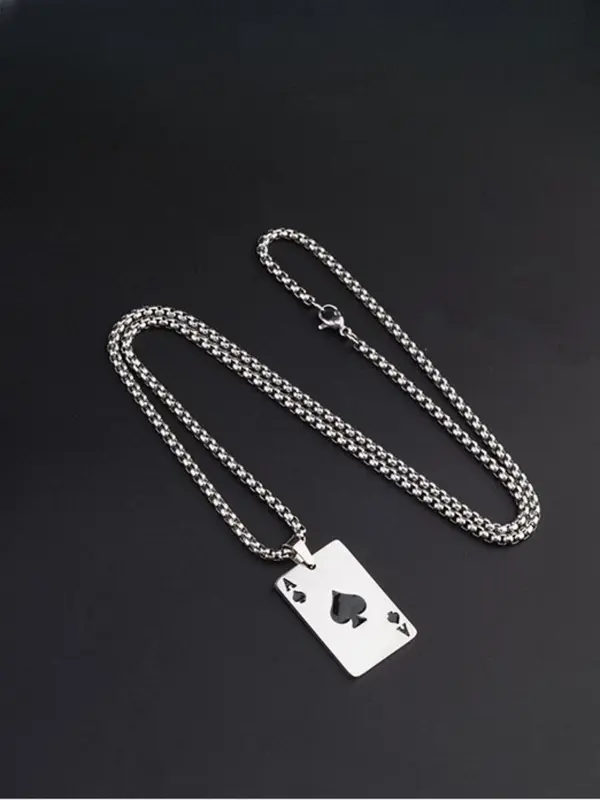 Unisex Street Style Poker Design Pendant Necklace, Trendy Novelty Charm Necklace, Chic All-match Vintage Jewelry As Gift for Women & Men, Valentine's Day, Gift 7